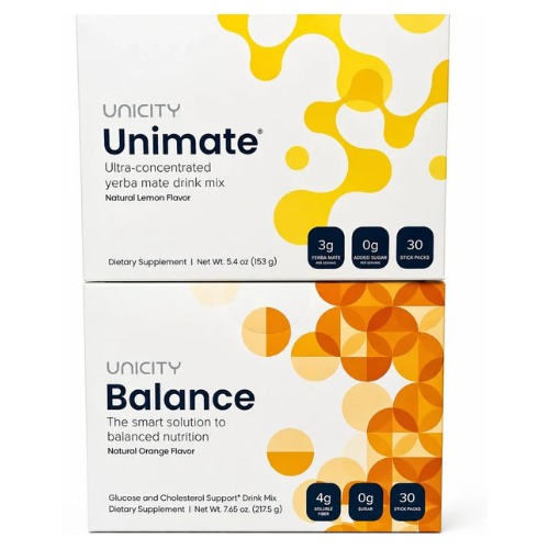 Unicity Feel Great Combo Pack – Unimate Lemon & Balance Orange Stick Packs (30 Count Each) Dietary Supplement