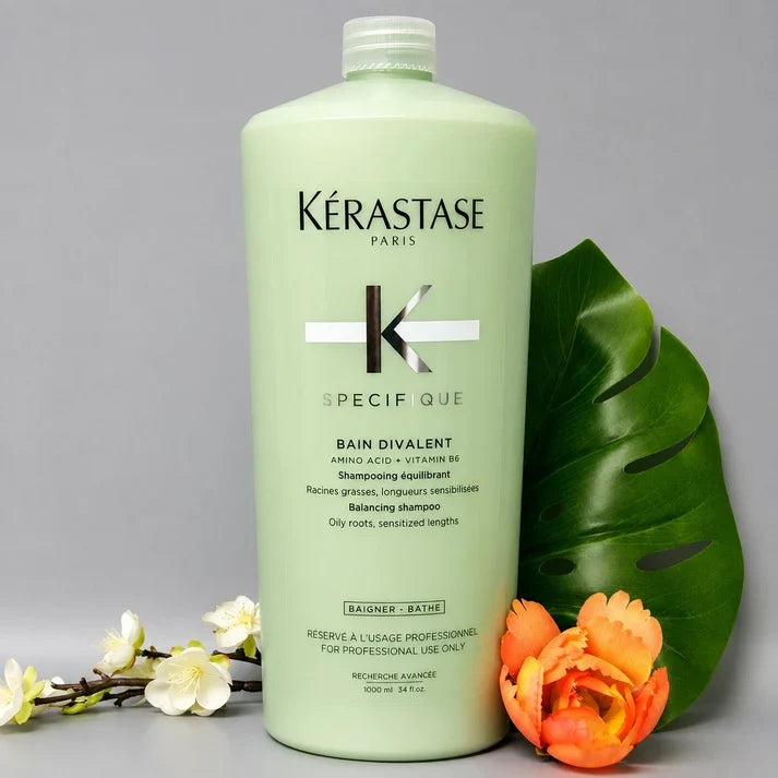 Kerastase Specifique Bain Divalent Balancing Shampoo 1000ml / 34oz with Pump for Oily Roots & Sensitized Lengths