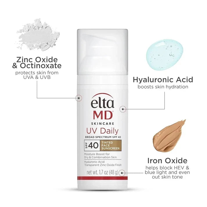 EltaMD UV Daily Tinted Broad Spectrum SPF 40 Face Sunscreen 1.7 oz / 48g | Moisturizing Facial Sunscreen with Hyaluronic Acid | Brand New