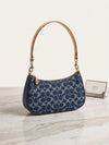 Coach Signature Denim Hobo Bag – Navy Blue with Cherry Charm
