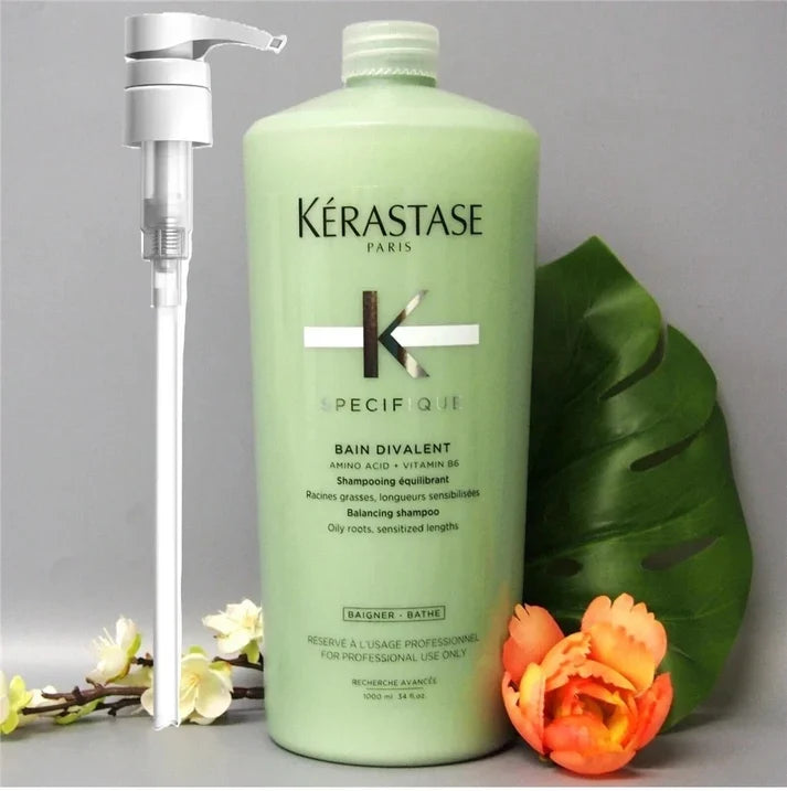 Kerastase Specifique Bain Divalent Balancing Shampoo 1000ml / 34oz with Pump for Oily Roots & Sensitized Lengths