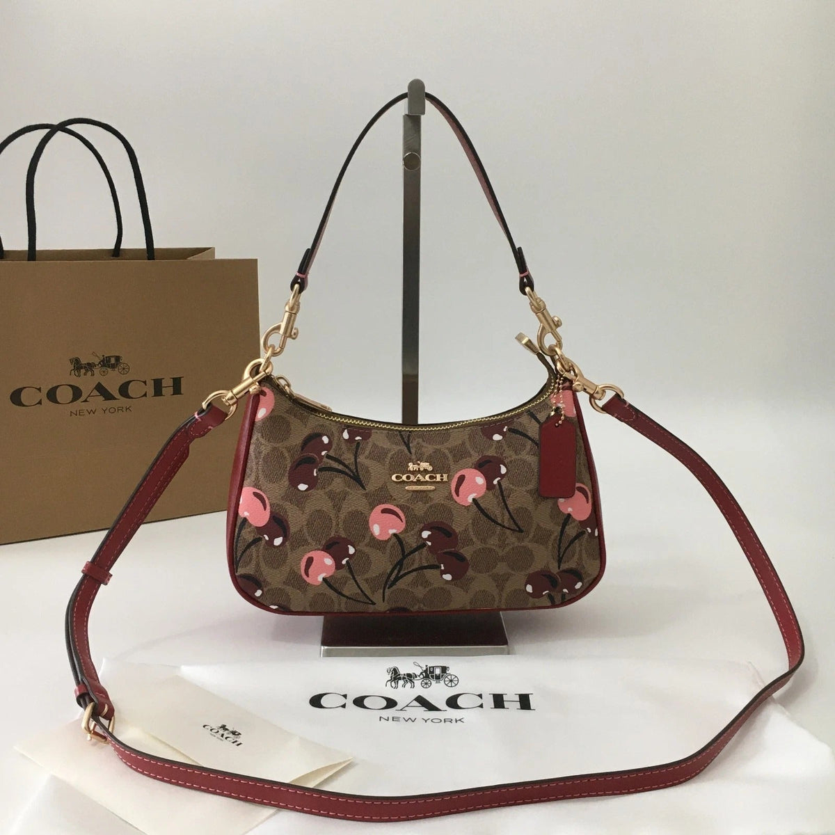 Coach Teri Shoulder Bag in Signature Canvas with Wild Strawberry Print