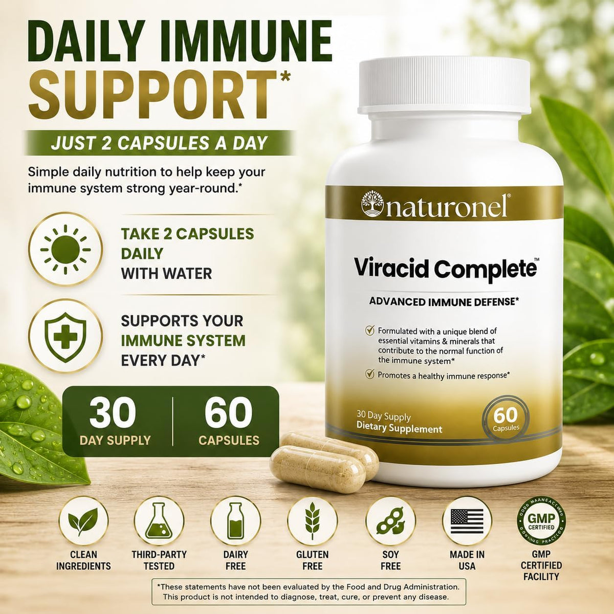 Naturonel Viracid Complete Advanced Immune Support – Daily Nutrient Formula (60 Capsules)