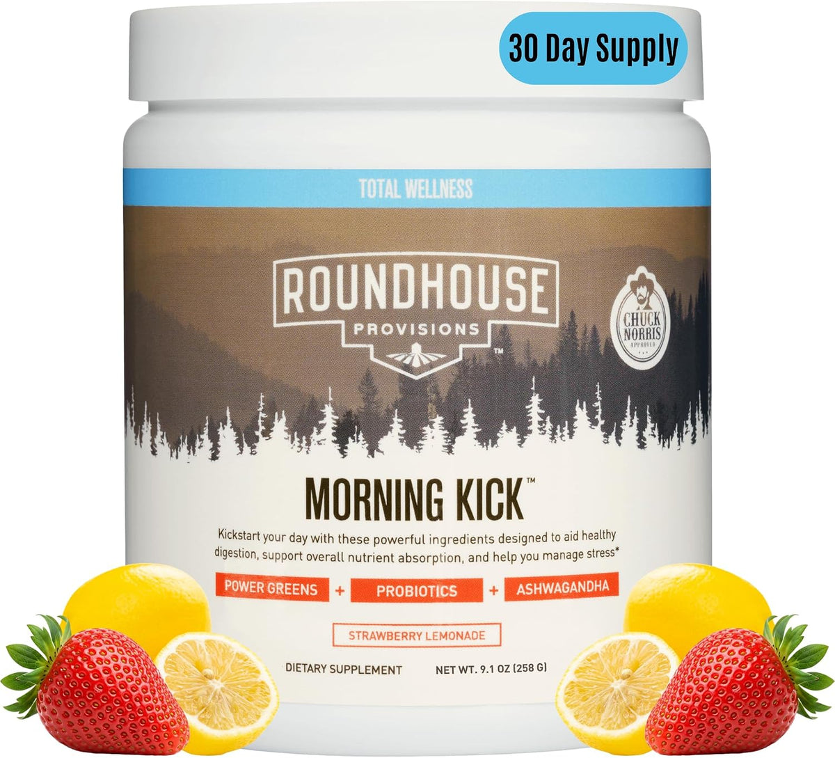 Morning Kick Daily Greens & Wellness Powder – Strawberry Lemonade (30-Day Supply)
