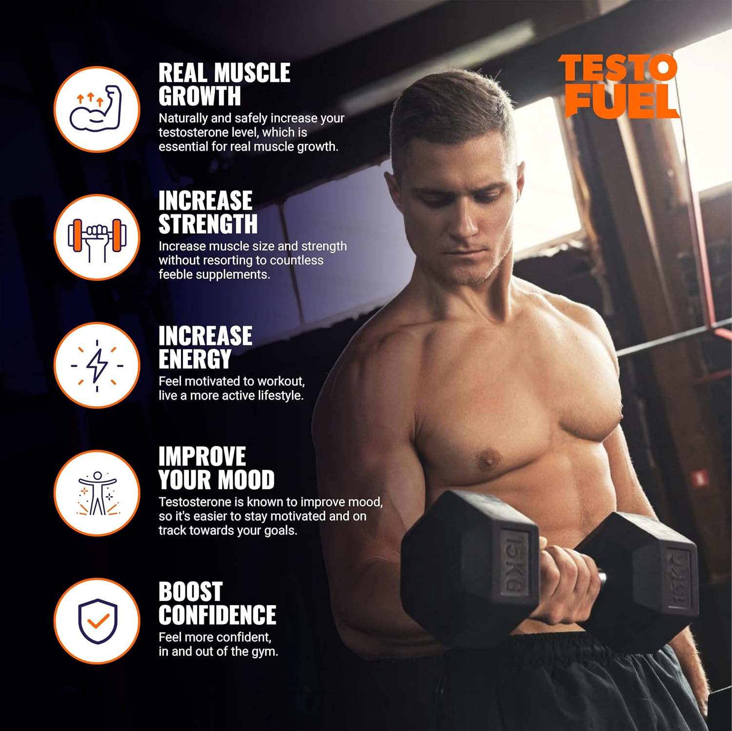 TestoFuel Anabolic Support Complex – Muscle Strength & Male Vitality Formula (120 Capsules)