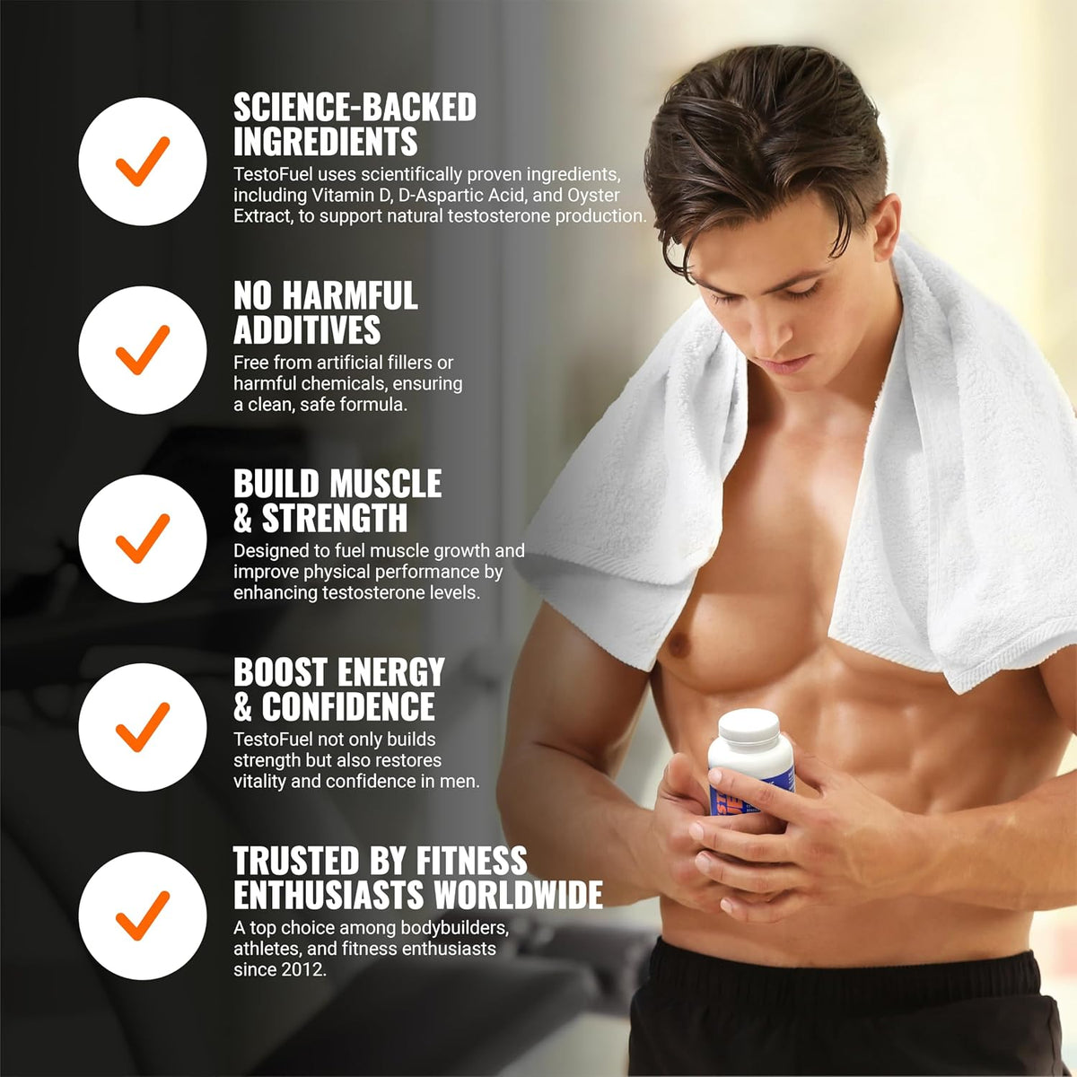 TestoFuel Anabolic Support Complex – Muscle Strength & Male Vitality Formula (120 Capsules)