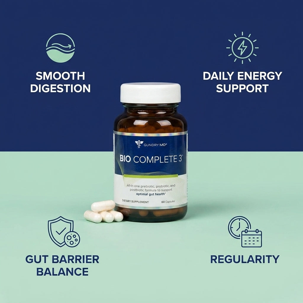 Bio Complete 3 – 3-in-1 Prebiotic, Probiotic & Postbiotic Gut Support (60 Capsules / 30-Day Supply)
