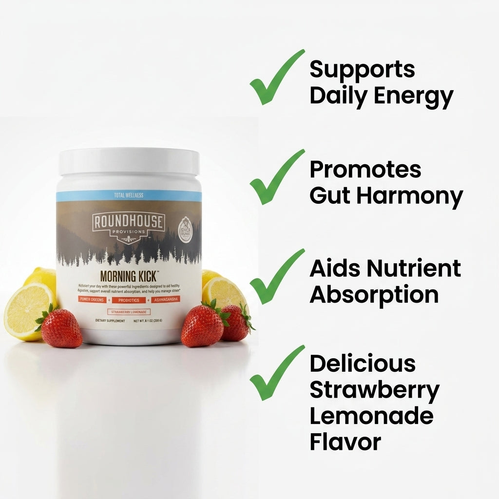 Morning Kick Daily Greens & Wellness Powder – Strawberry Lemonade (30-Day Supply)