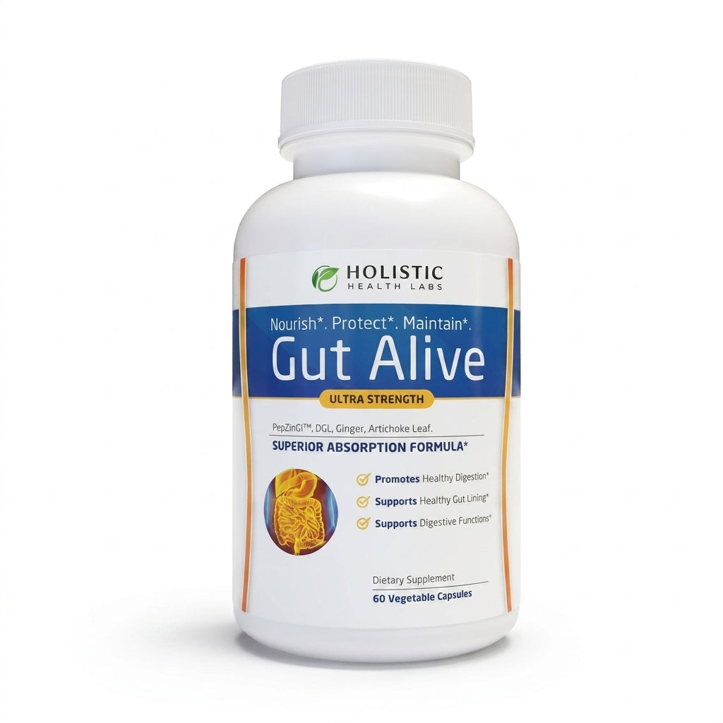 Holistic Health Labs Gut Alive Ultra Strength – Daily Digestive & Gut Lining Support (60 Vegetable Capsules)