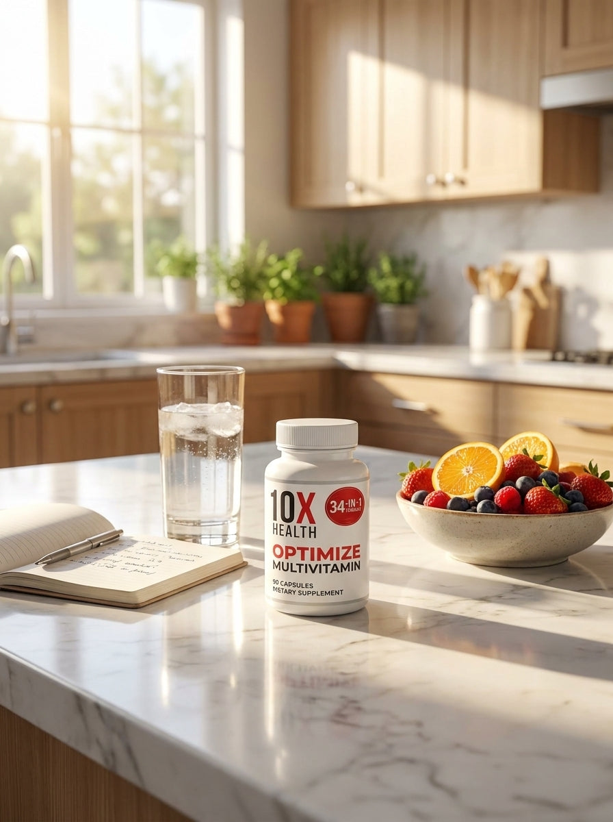10X Health Optimize Methylated Multivitamin – 34-in-1 Bioavailable Formula with Activated B-Complex (90 Capsules)