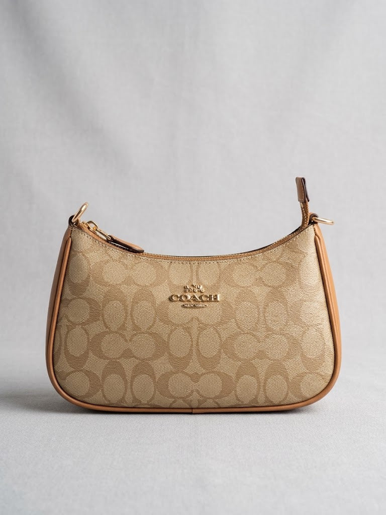 Coach Signature Canvas Shoulder Bag - Beige