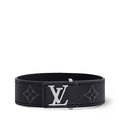Men's Monogram Leather Bracelet – Premium Silver Clasp Lock Cuff