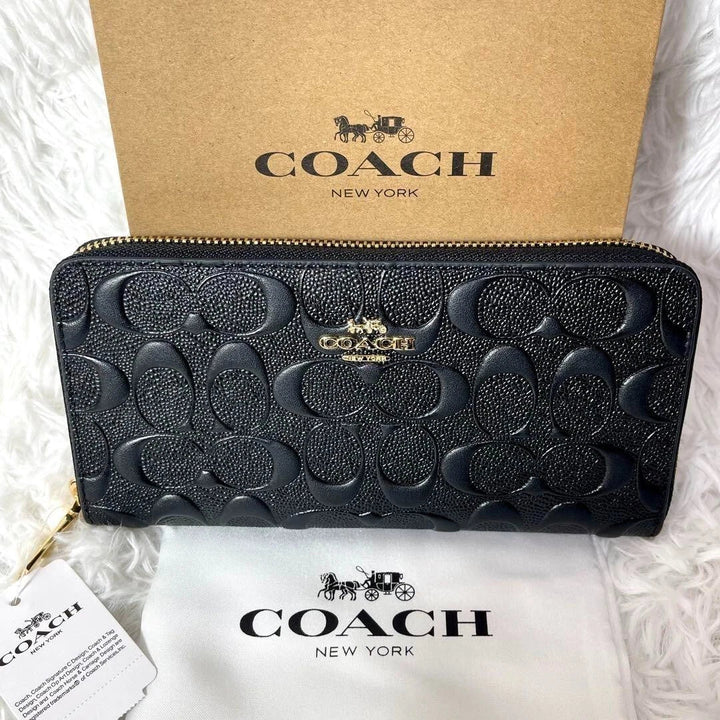 COACH Boxed Long Zip Around Wallet Signature Leather F53834 outlet New with Box