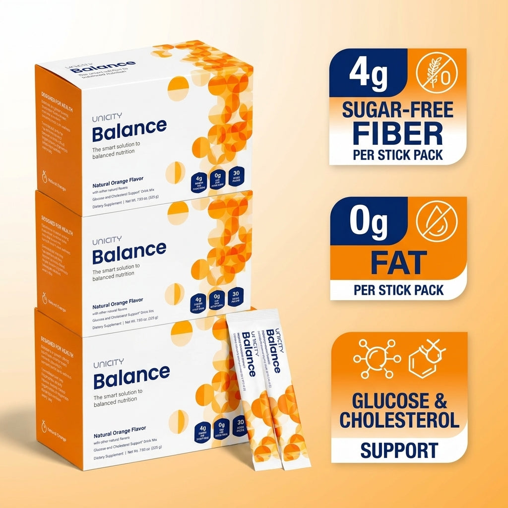 Unicity Balance – Natural Orange Fiber & Daily Wellness Drink Mix (30 Stick Packs)